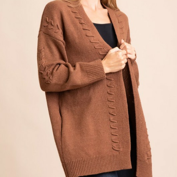 Rethm Sweaters - STITCH DETAILED KNIT CARDIGAN WITH POCKETS